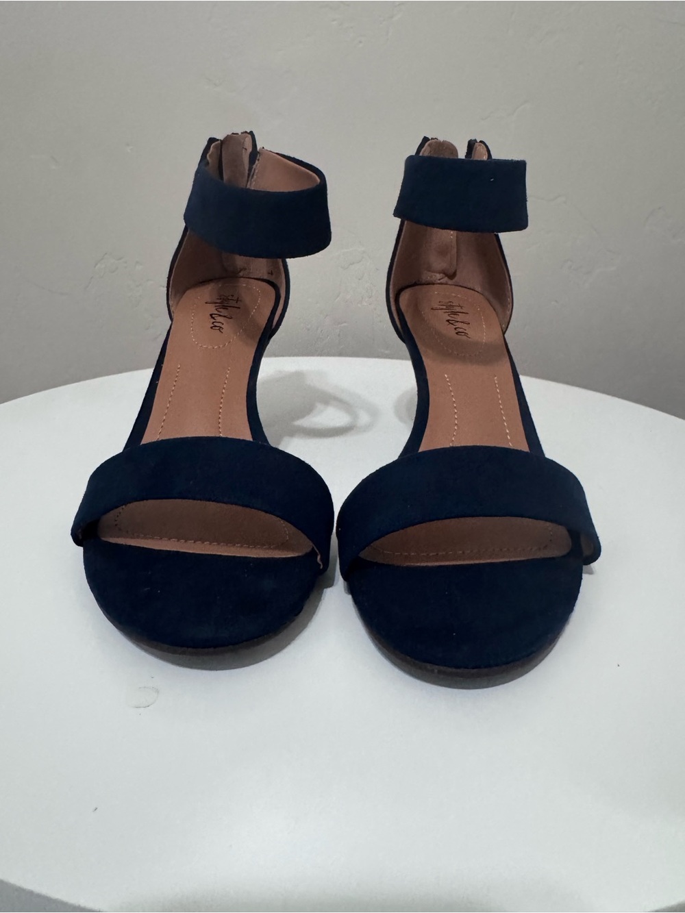 Style & Co. Navy Open Toe Ankle Strap Heels